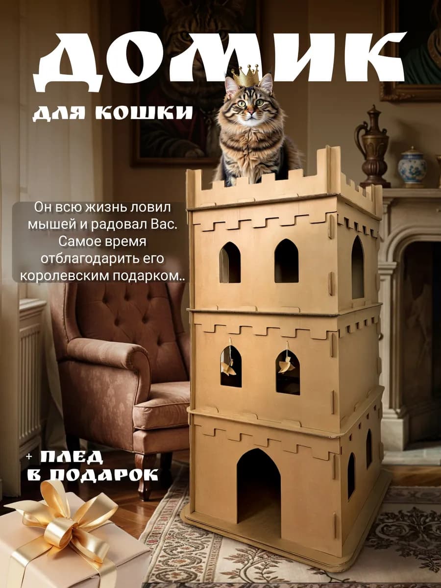 Домик для кошки большой из картона