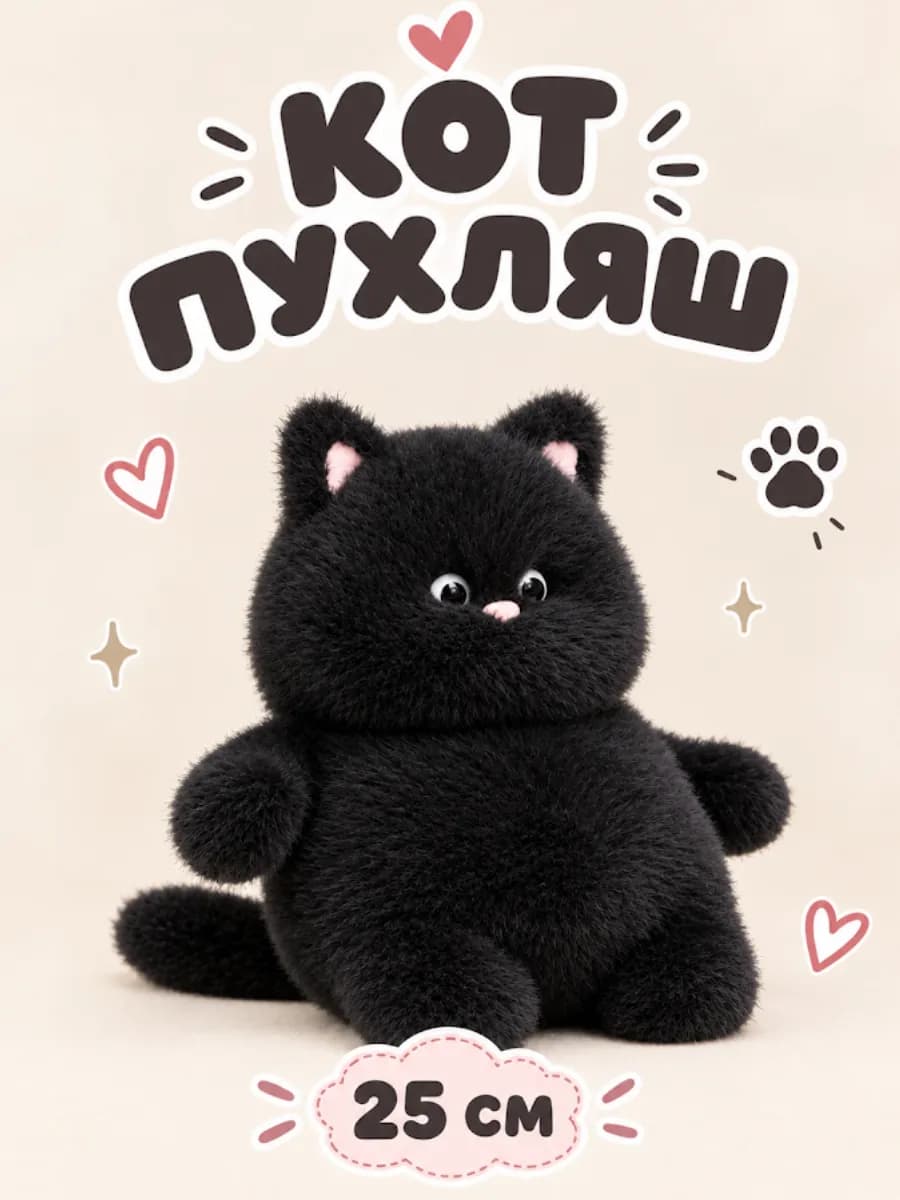 Мягкая игрушка кот 25 см