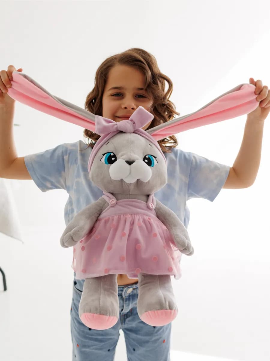Мягкая игрушка большая плюшевая зайка для девочки