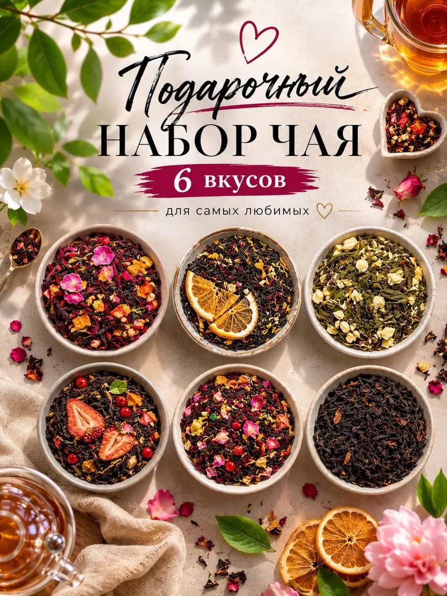 Подарочный набор чай черный зеленый фруктовый рассыпной