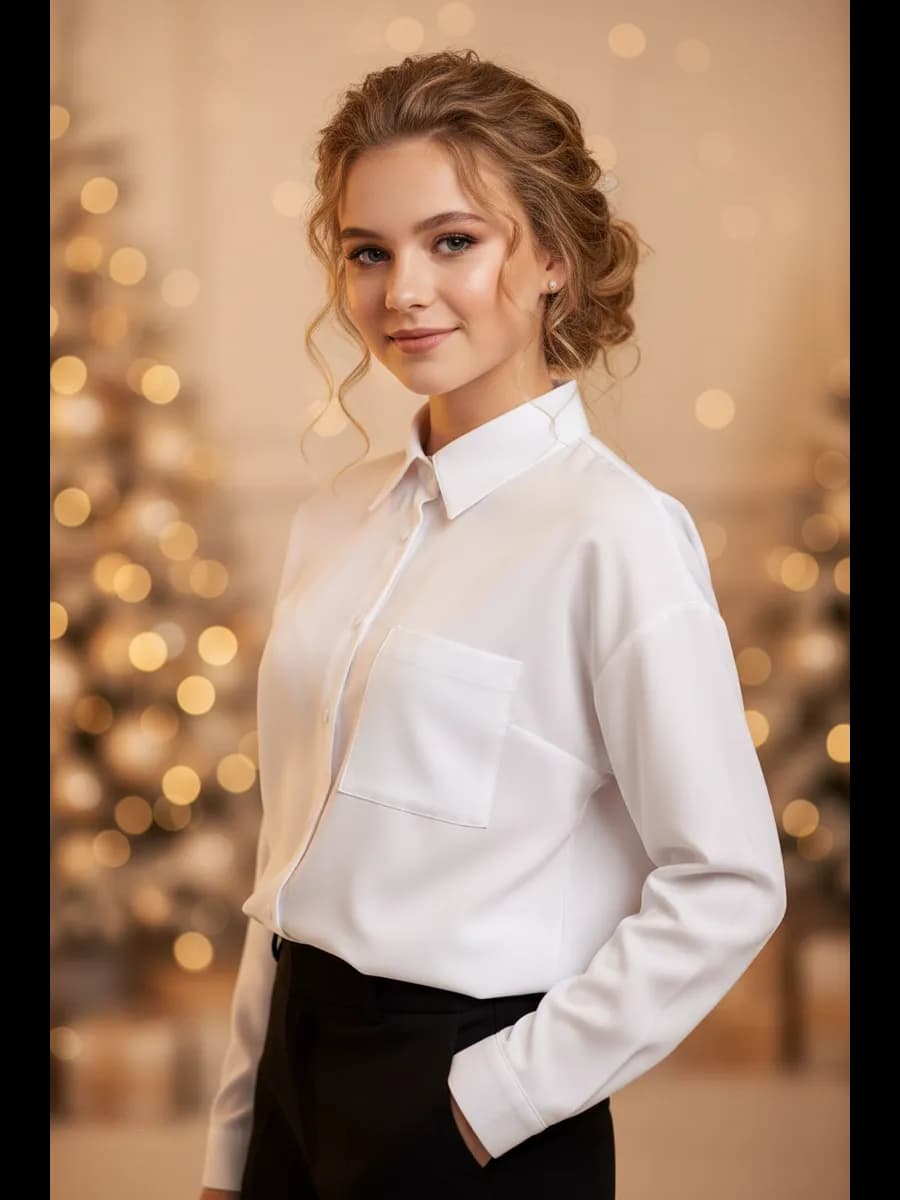 Блузка оверсайз школьная рубашка