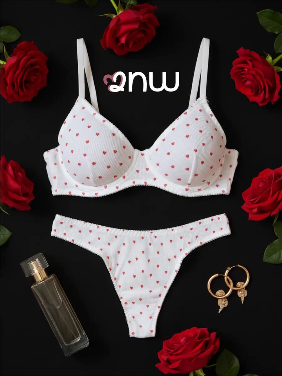 Красивое нижнее белье комплект с сердечками
