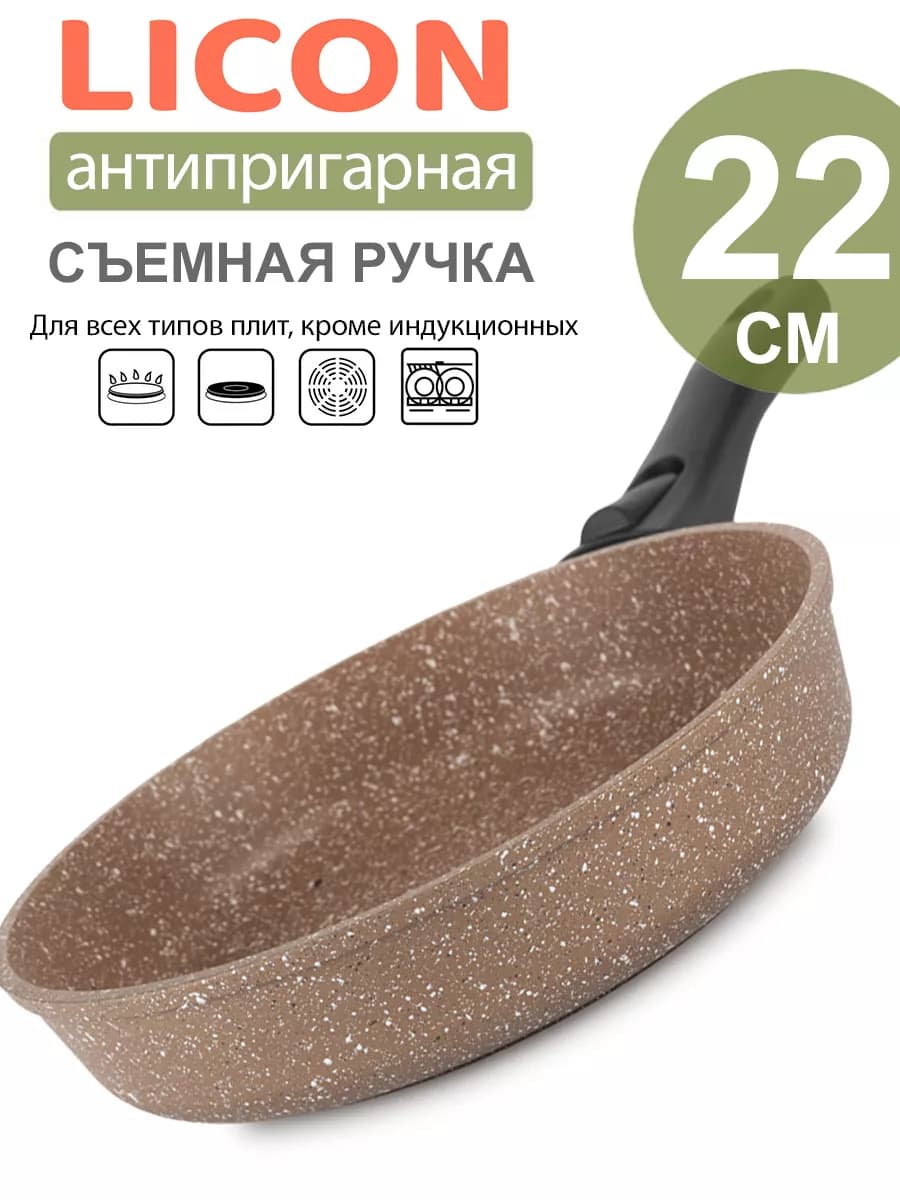 Сковорода антипригарная 22 см со съемной ручкой