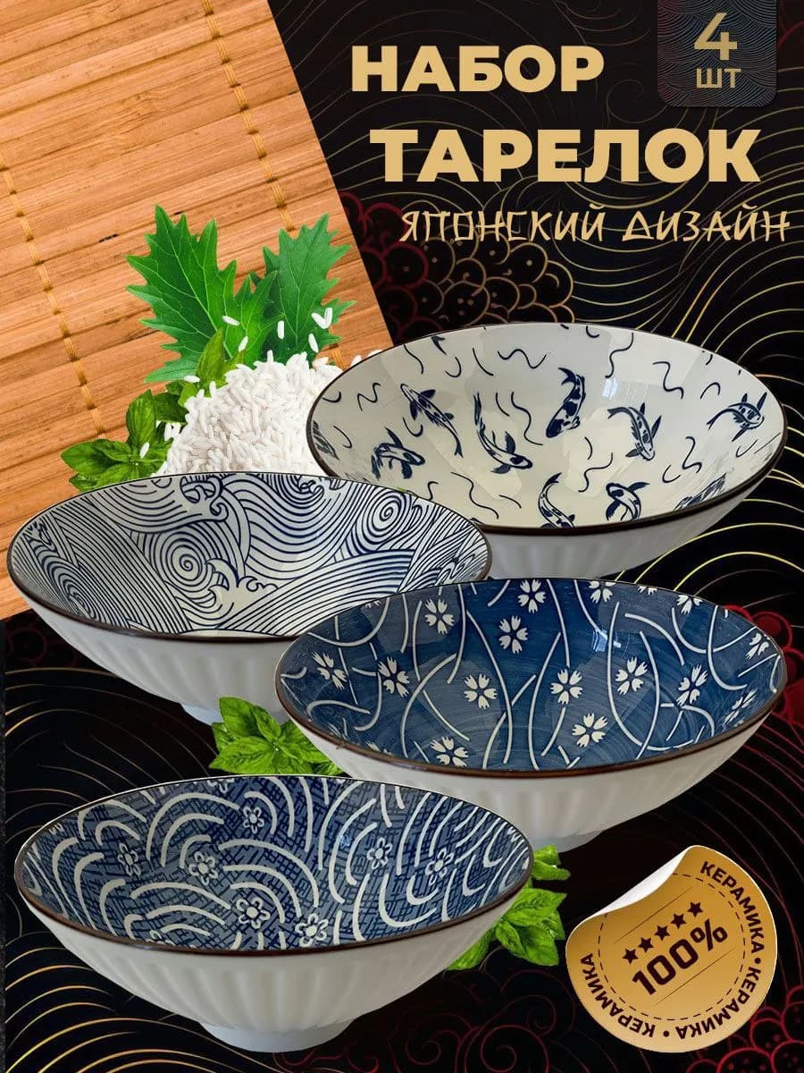 Набор глубоких обеденных тарелок, D20см, 4 шт