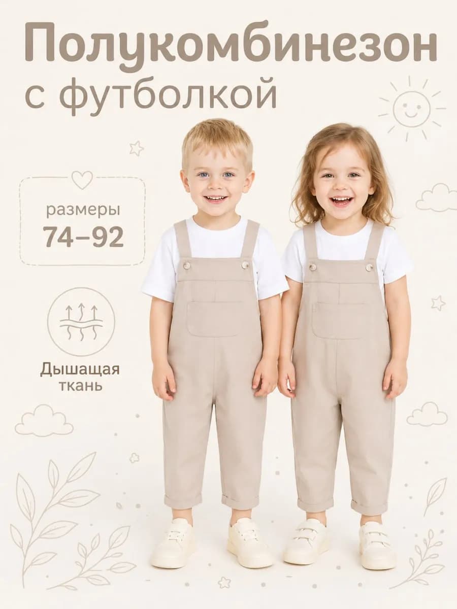 Костюм комбинезон и футболка для малыша