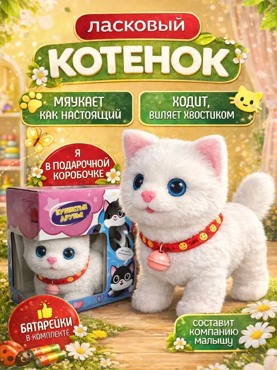 интерактивный котенок игрушка для детей котик