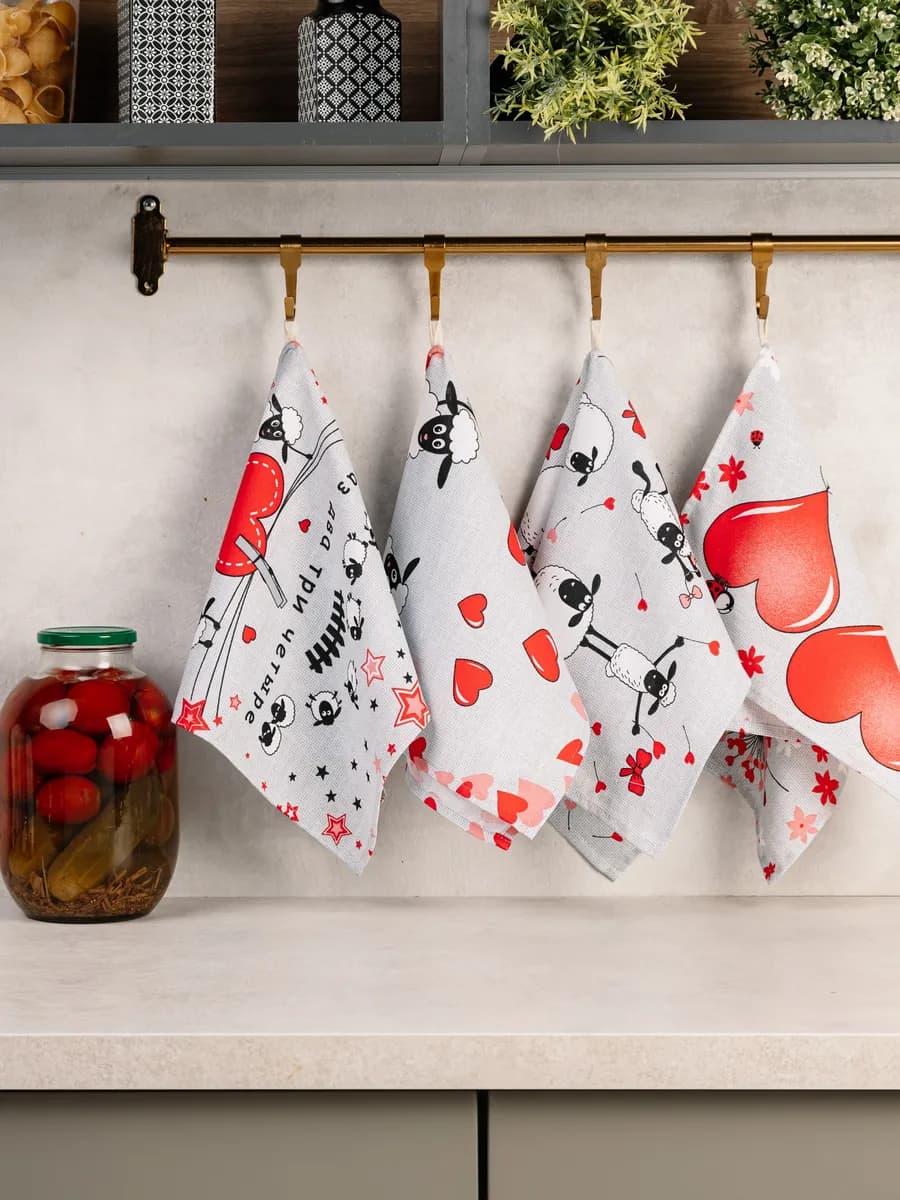 Полотенца для кухни 4 шт рогожка