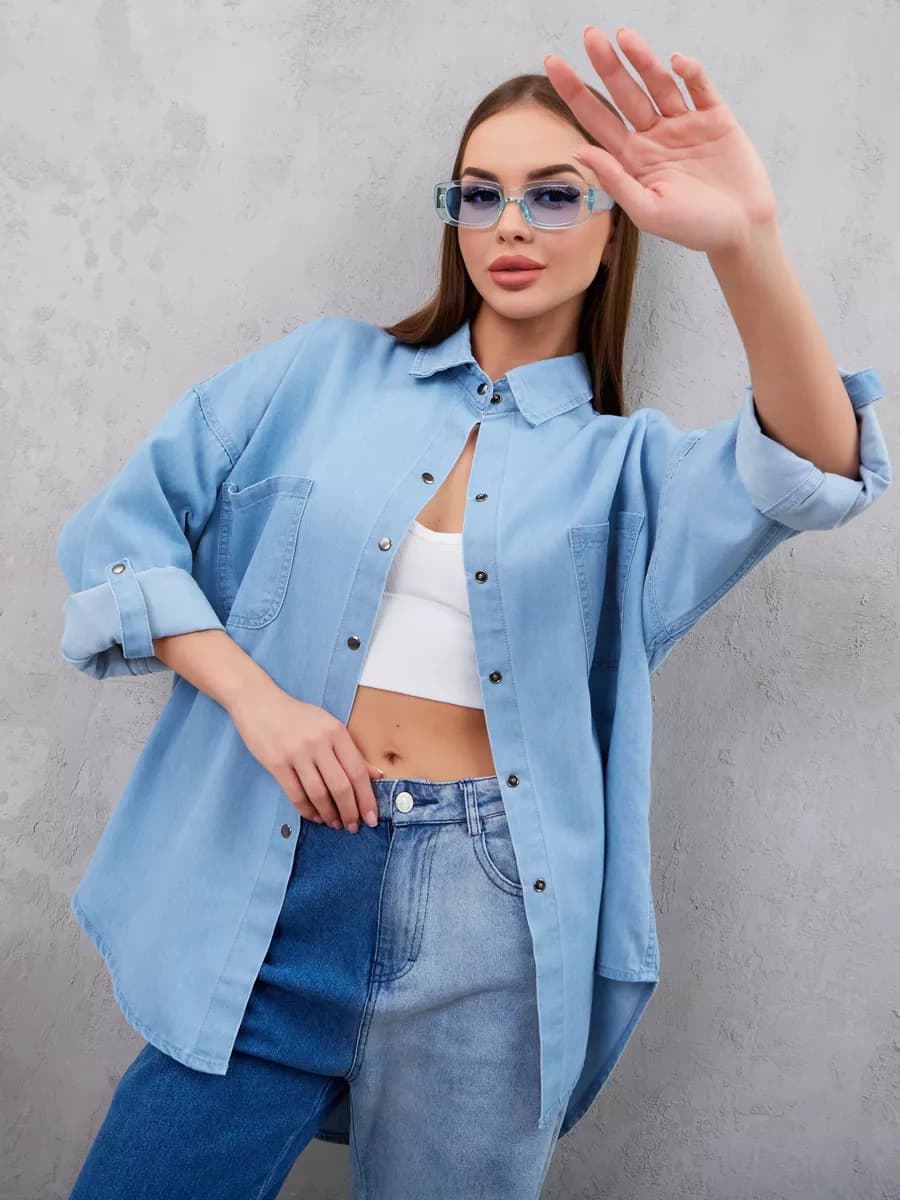 Рубашка джинсовая летняя оверсайз