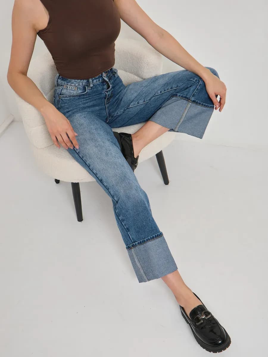 Джинсы кюлоты укороченные