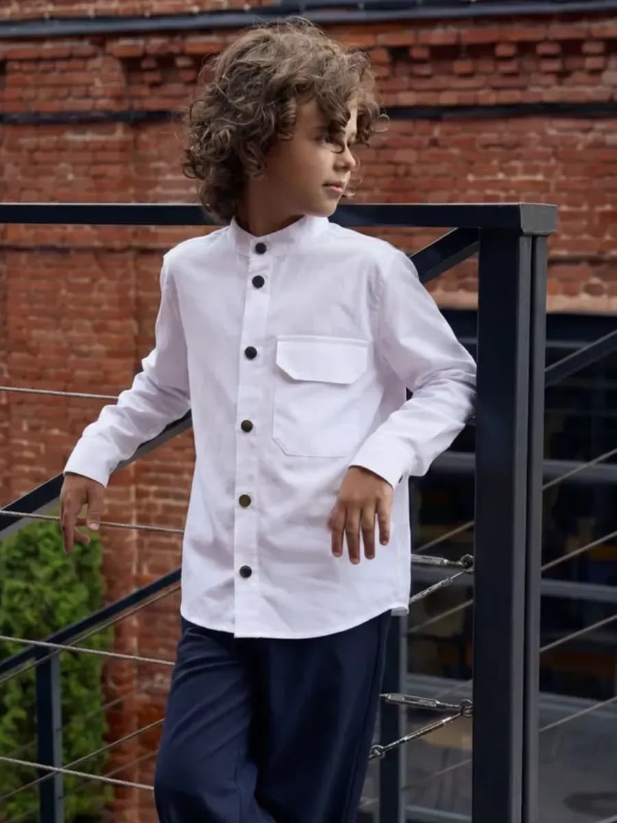 Рубашка школьная на кнопках