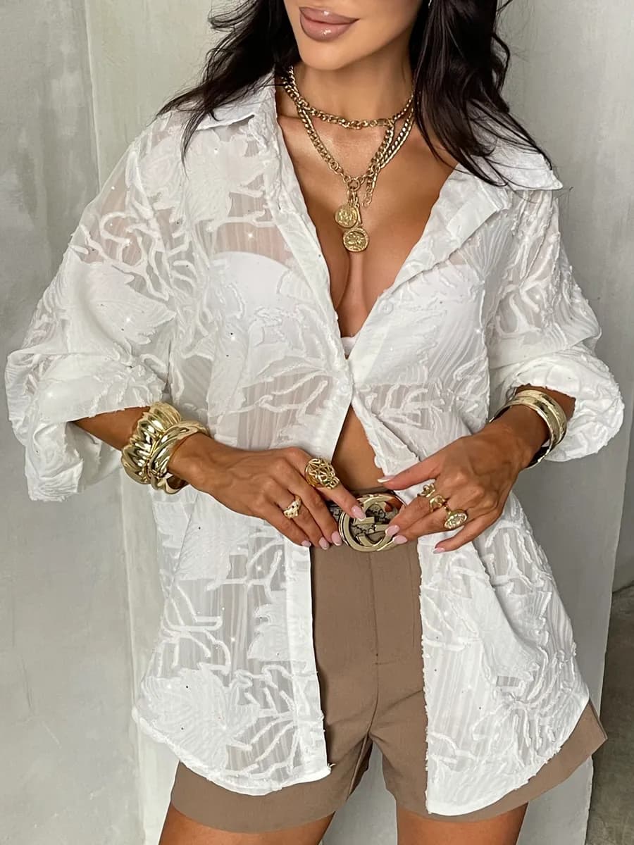 Рубашка нарядная летняя удлиненная оверсайз