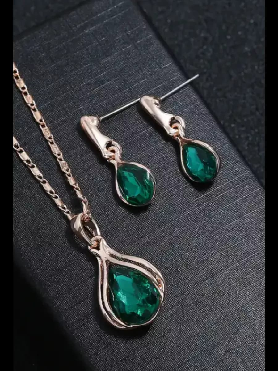 Серьги кулон и цепочка вечерний набор бижутерии