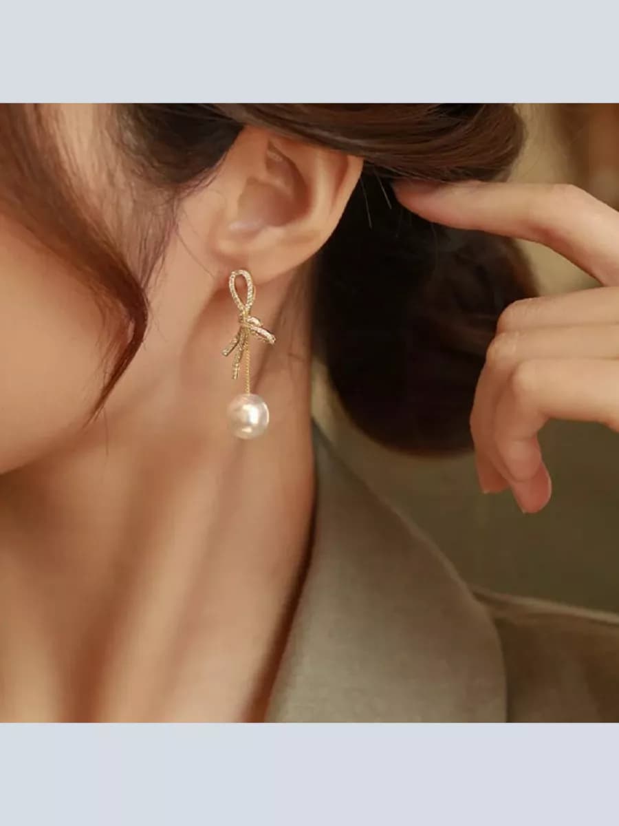 Бижутерия серьги трансформеры с жемчугом - фото 1