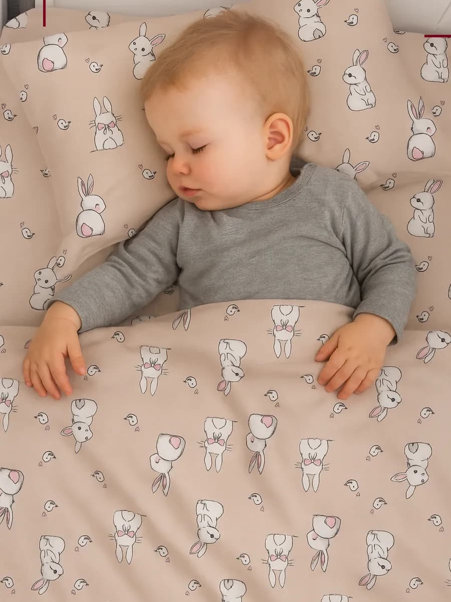 Постельное белье для новорожденных 120х60, зайка kids