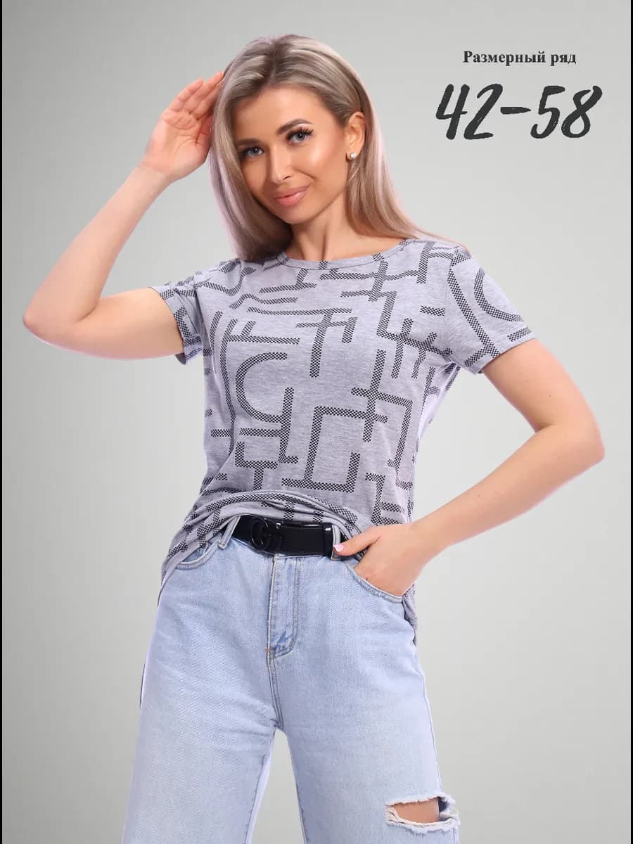 Футболка хлопковая с коротким рукавом и принтом