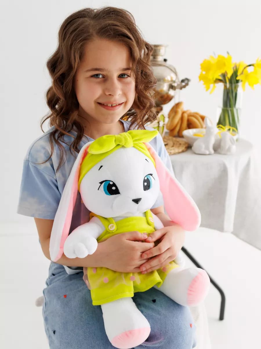 Мягкая игрушка большая плюшевая зайка для девочки