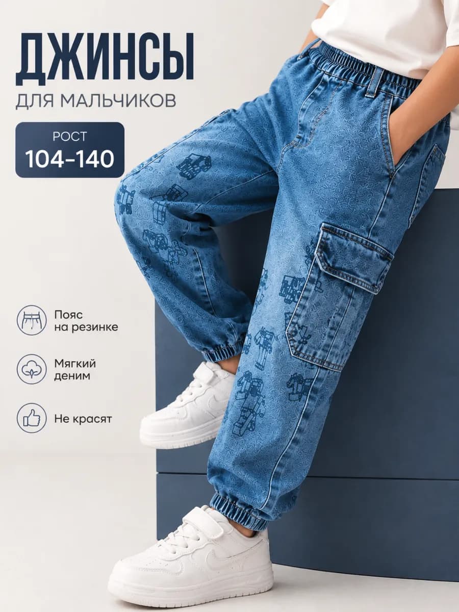Джинсы джоггеры с принтом Майнкрафт