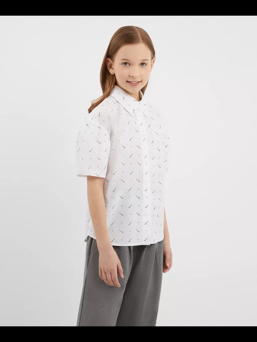 Блузка с коротким рукавом прямой формы с рисунком