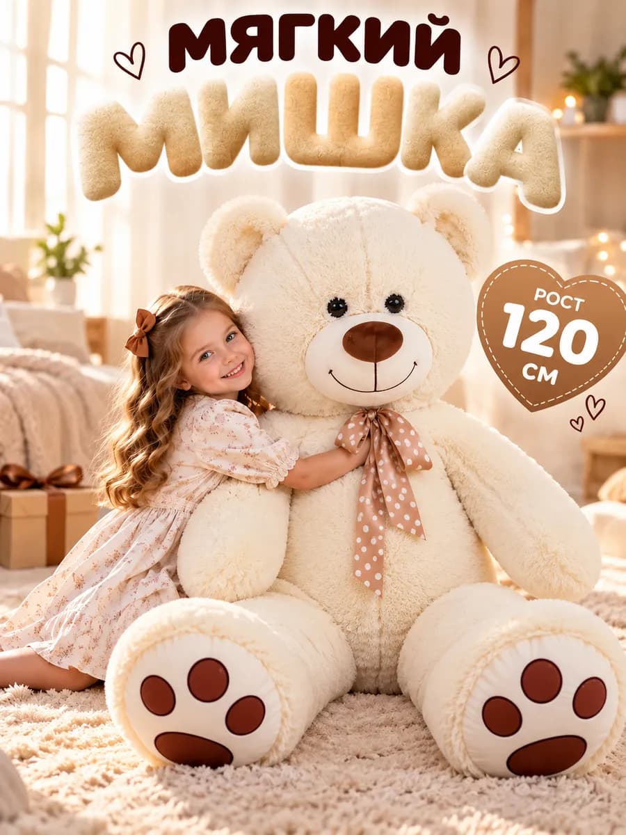 Большой медведь мягкая игрушка 120см