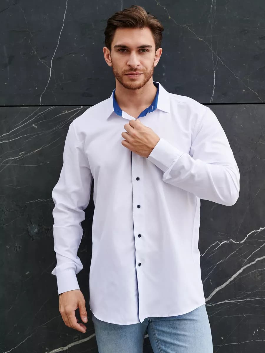 Рубашка приталенная с длинным рукавом