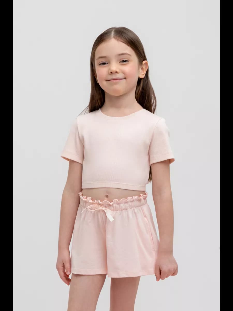 Футболка укороченная в рубчик из натурального хлопка