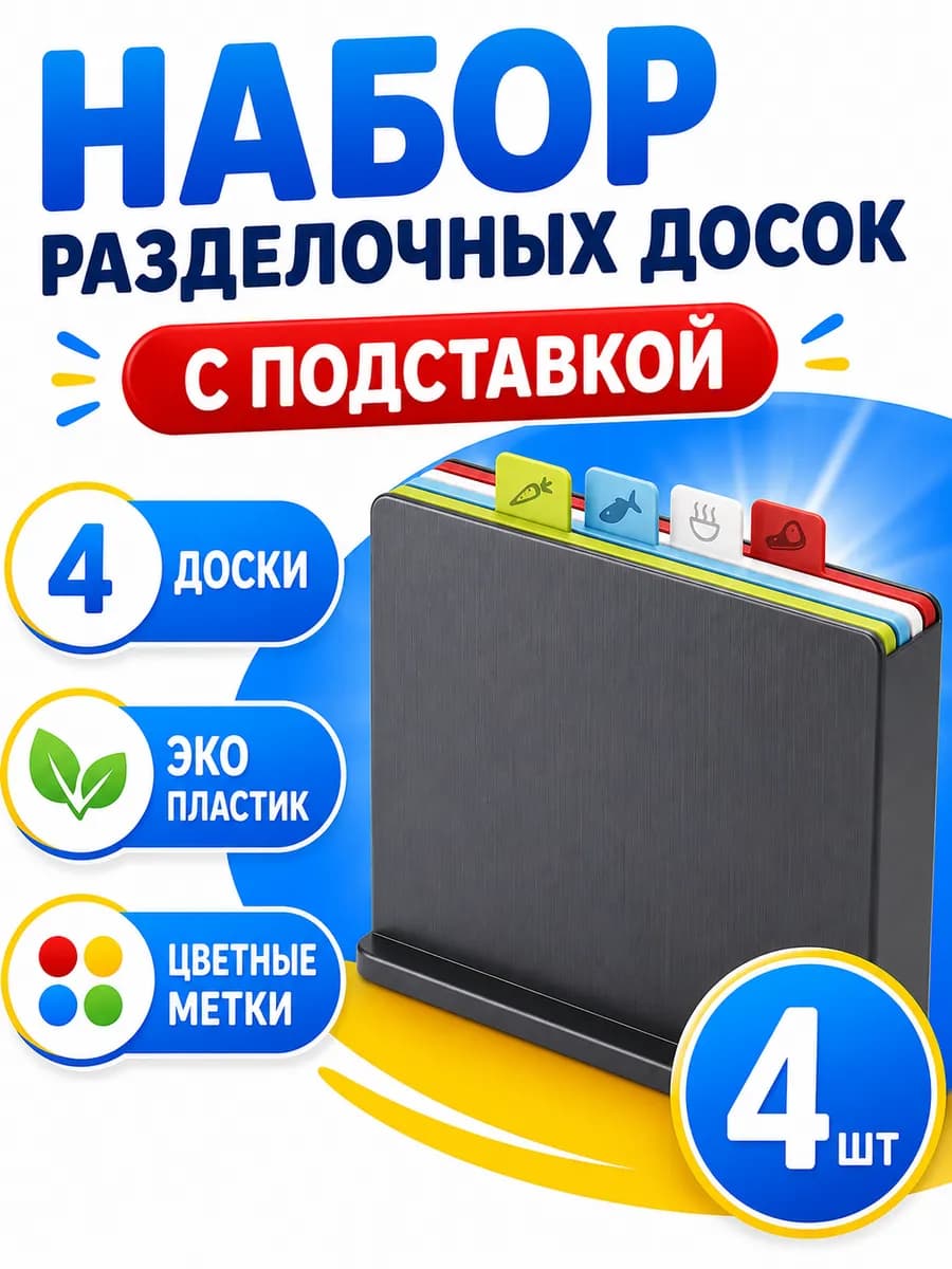 Доски разделочные пластиковые на подставке набор