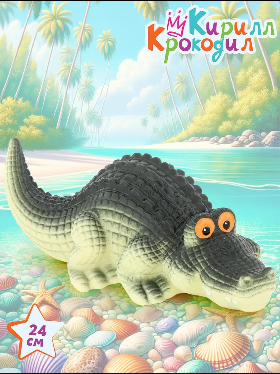 Игрушечный резиновый Крокодил Кирилл для детей 24*9см