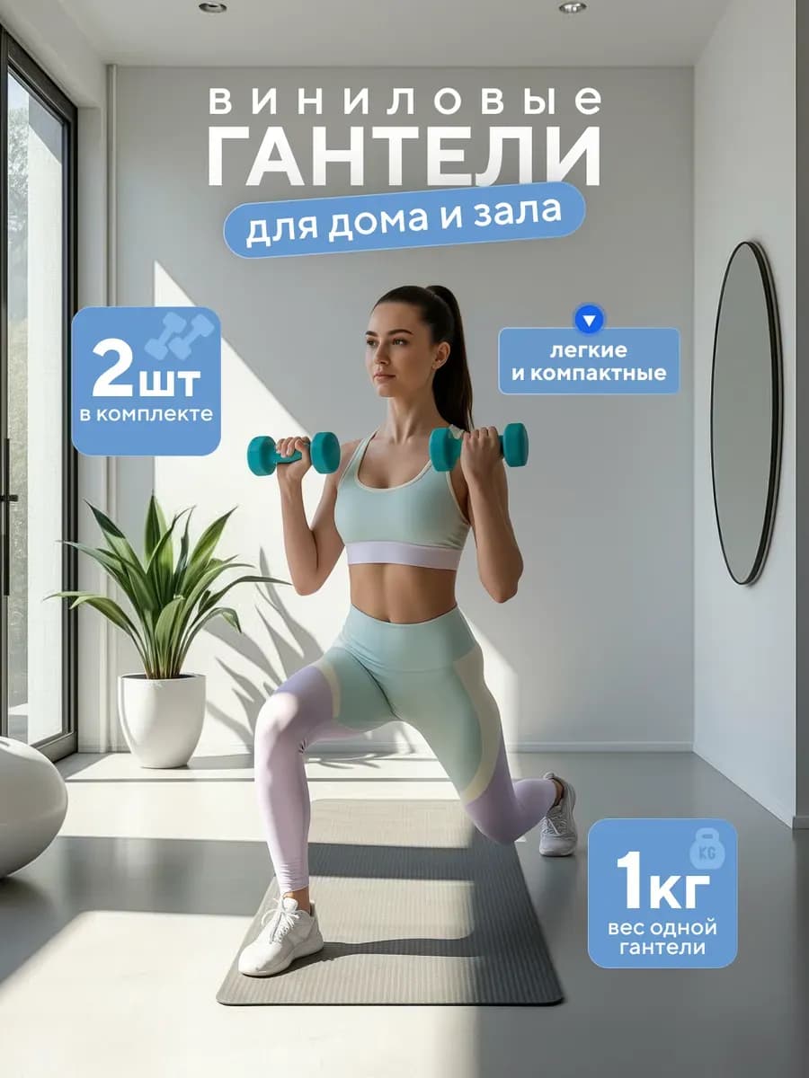 Гантели неразборные 1 кг