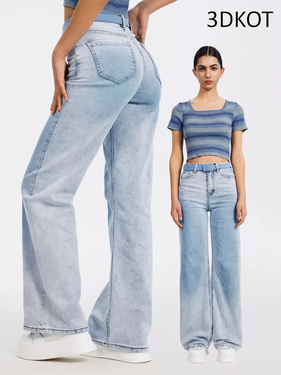 Джинсы y2k багги синий широкие ретро - фото 1