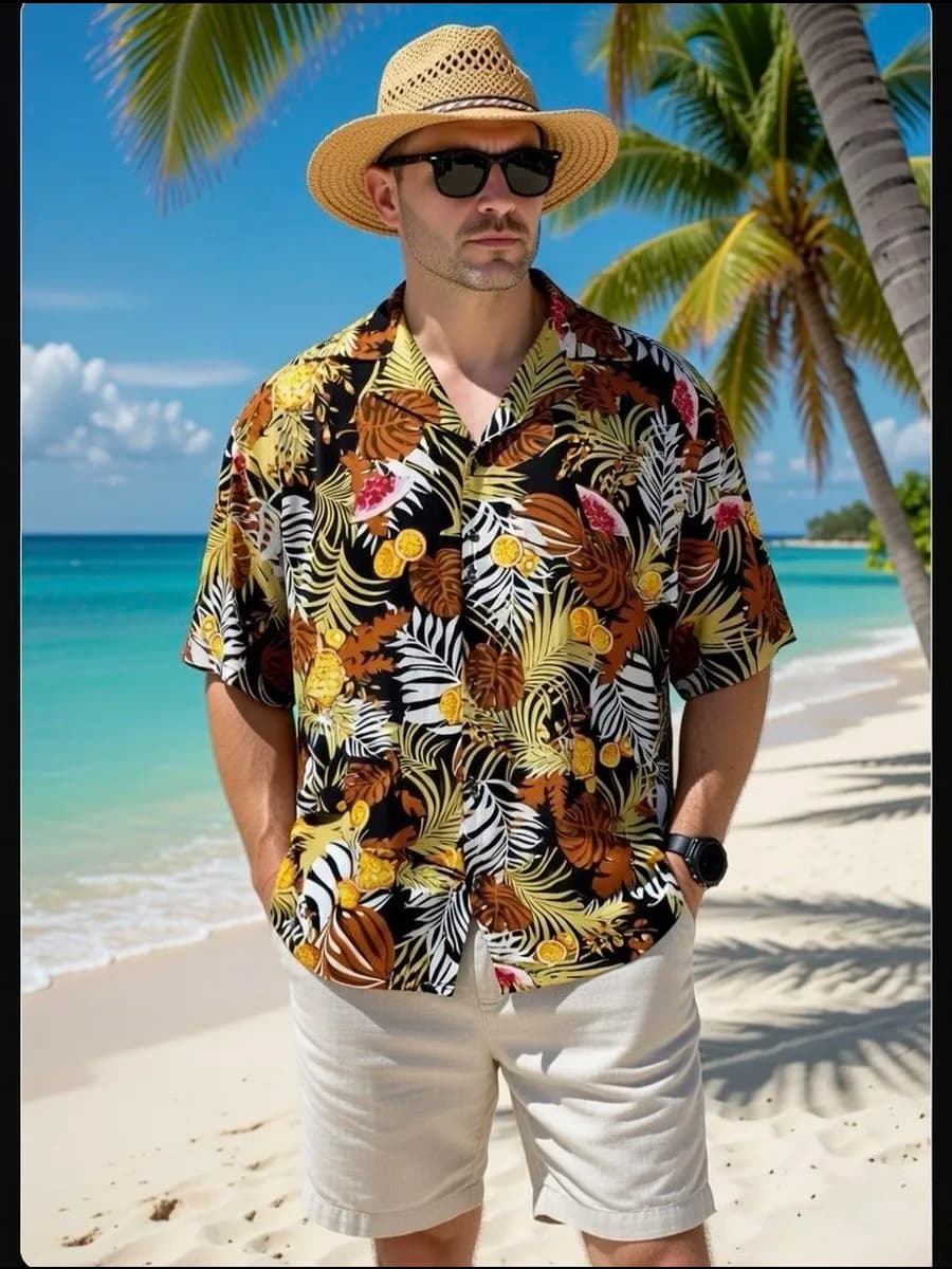 Рубашка гавайская с коротким рукавом