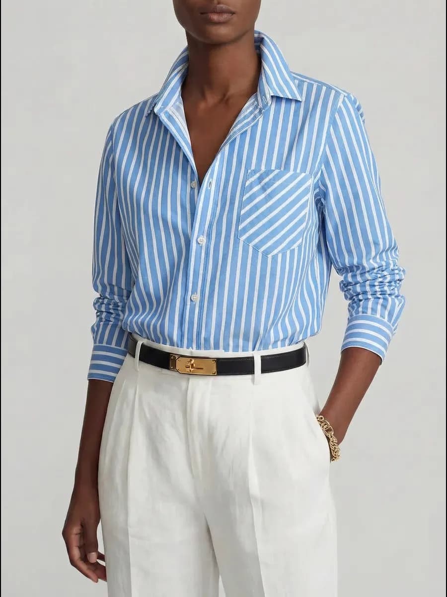 Рубашка классическая новогодняя в полоску теплая