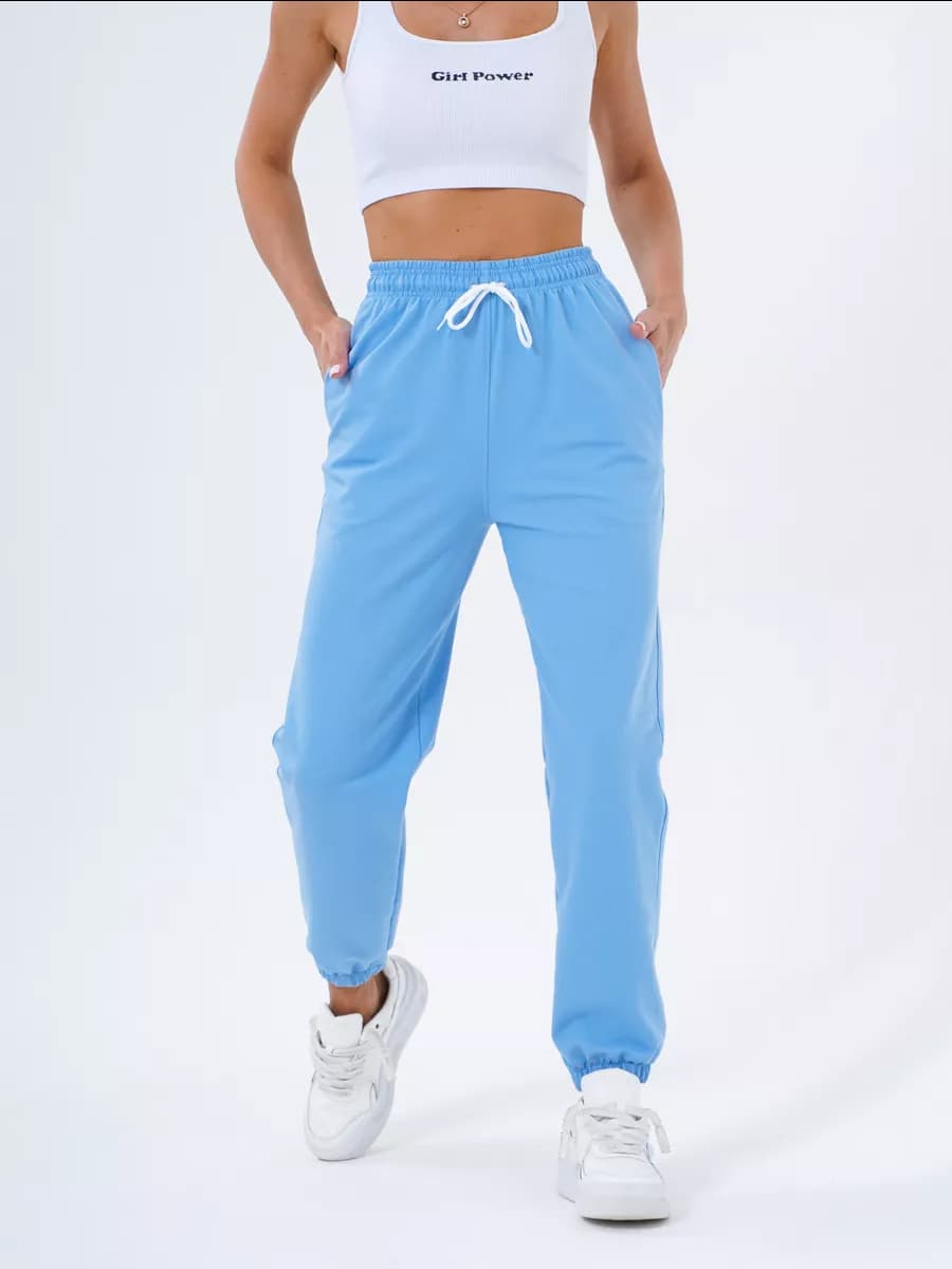 Спортивные брюки джоггеры с высокой посадкой