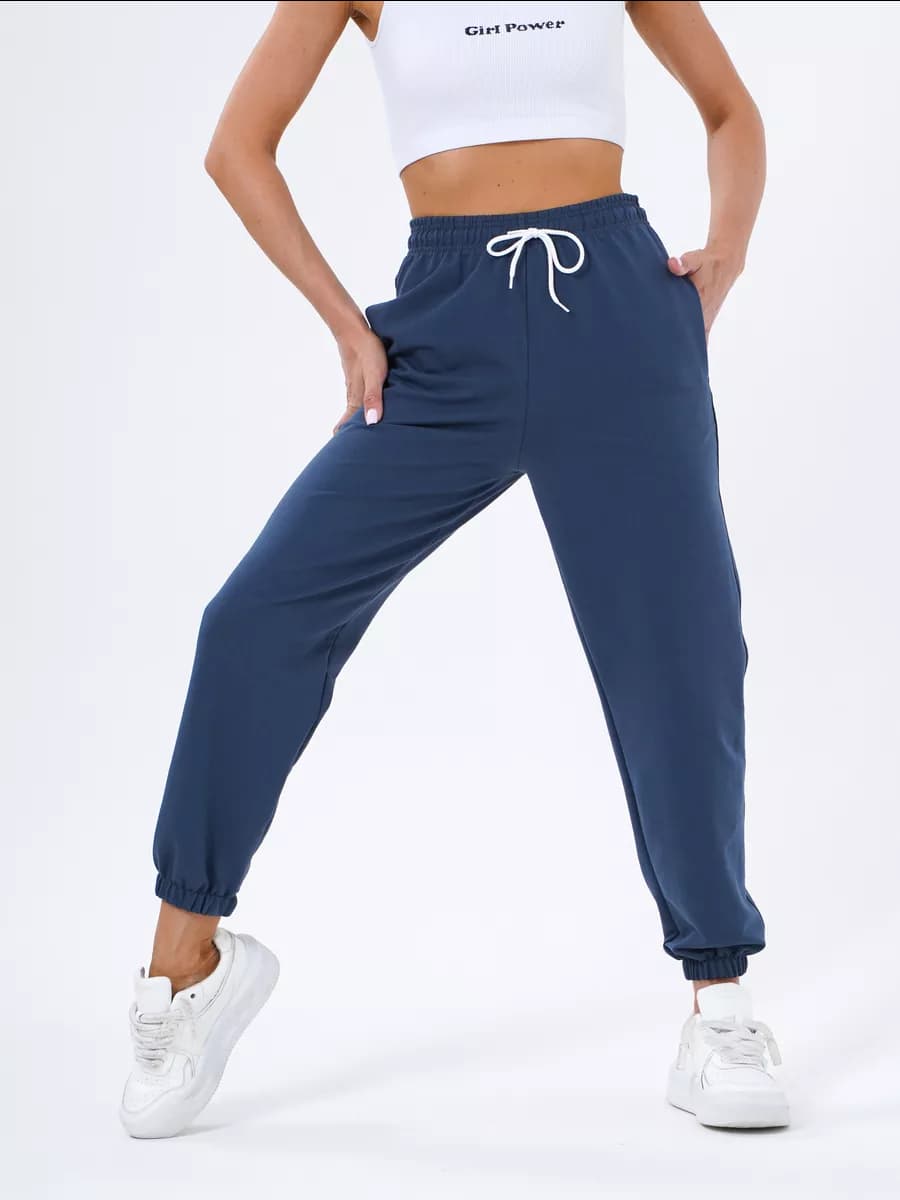 Спортивные брюки джоггеры с высокой посадкой