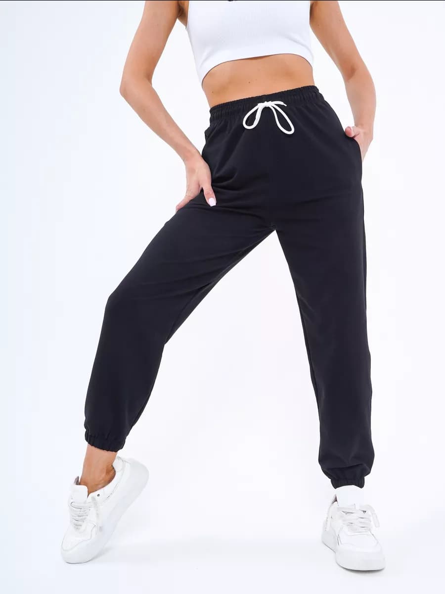 Спортивные брюки джоггеры с высокой посадкой