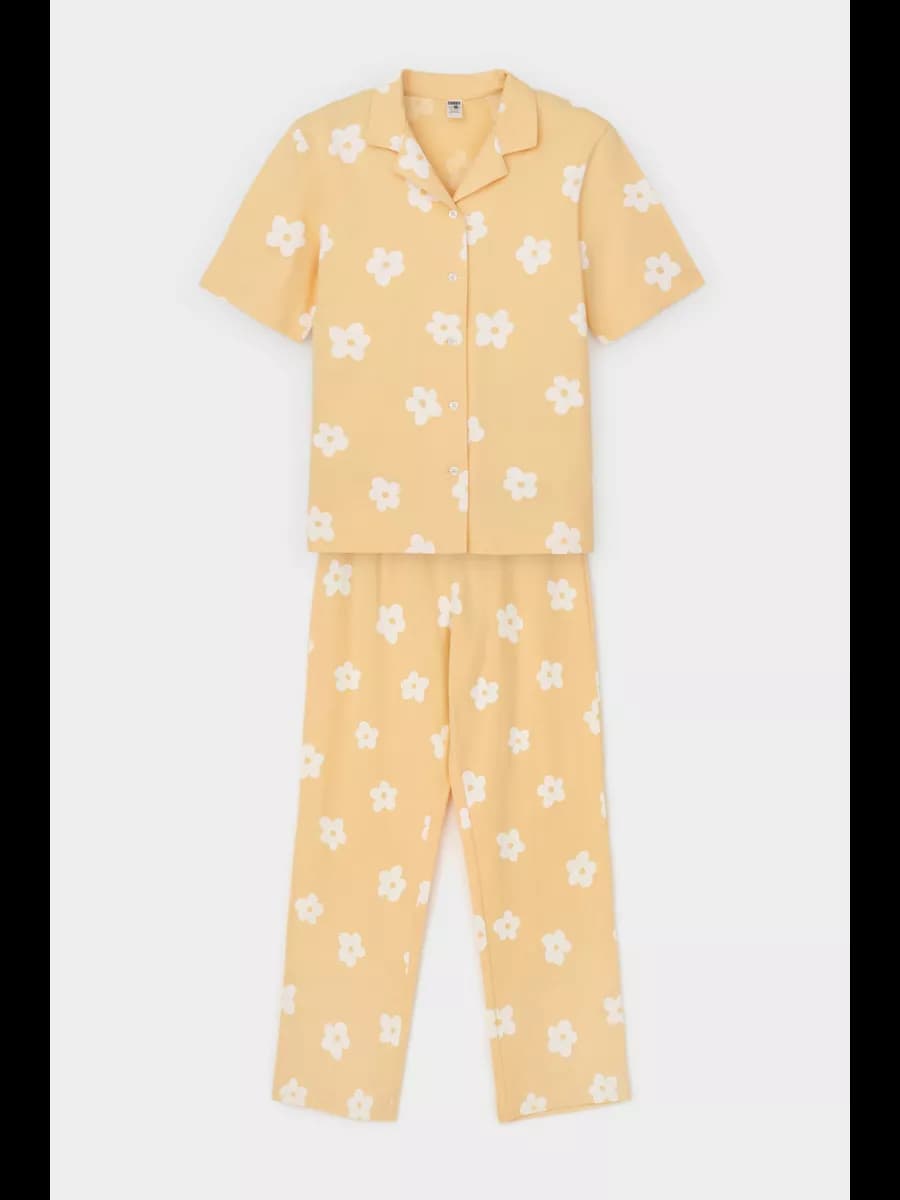 Хлопковая пижама с брюками и рубашкой