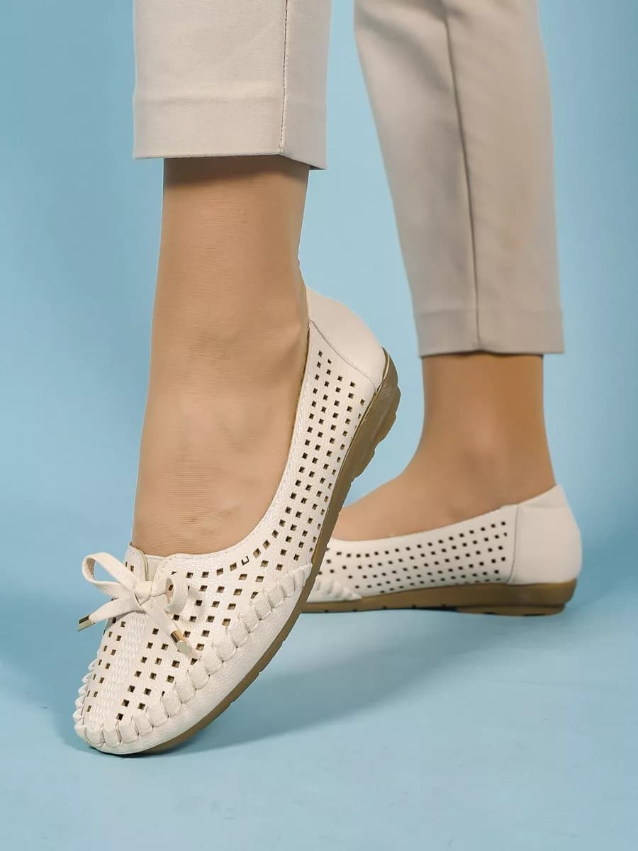 Мокасины летние кожаные с перфорацией - фото 1