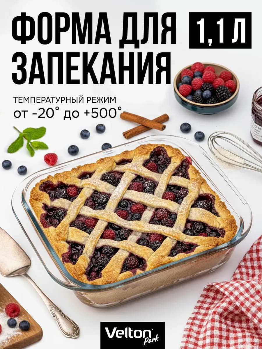 Форма для запекания и выпечки стеклянная квадратная