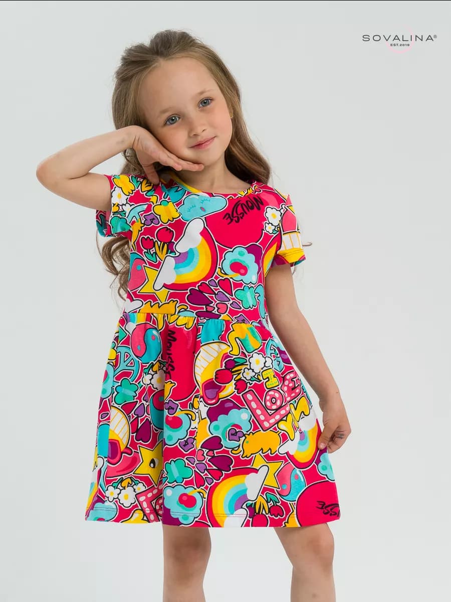 Платье в садик короткий рукав