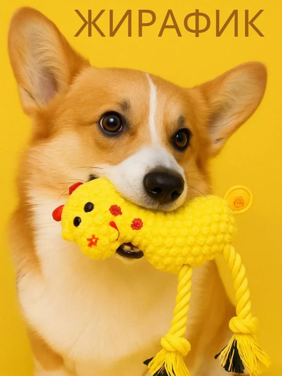 Игрушка для собак и щенков с пищалкой и ножками канатиками