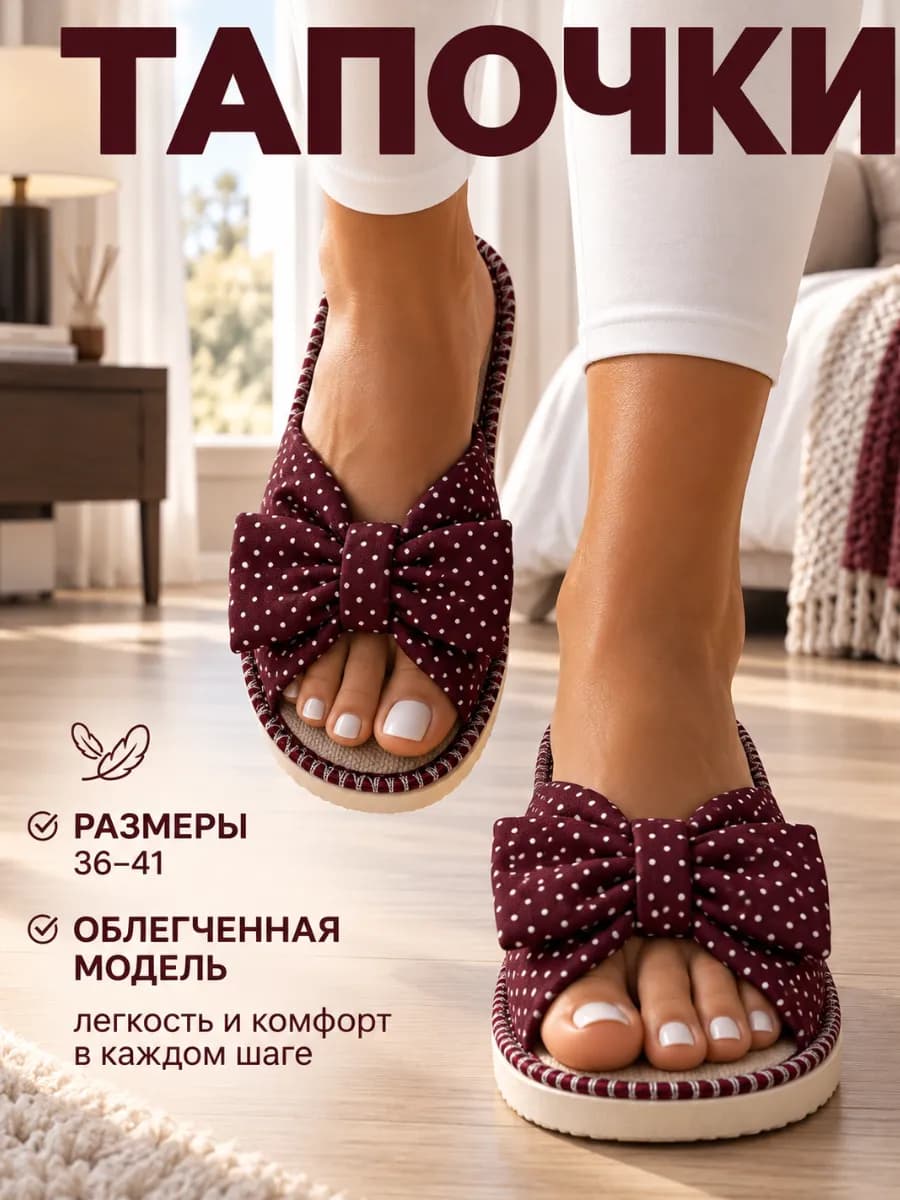 Тапочки домашние женские открытые комнатные