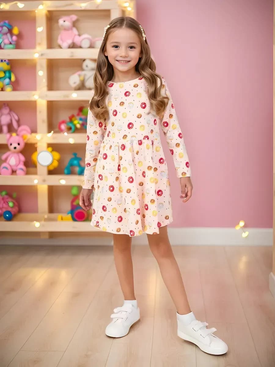 Платье в садик с длинным рукавом