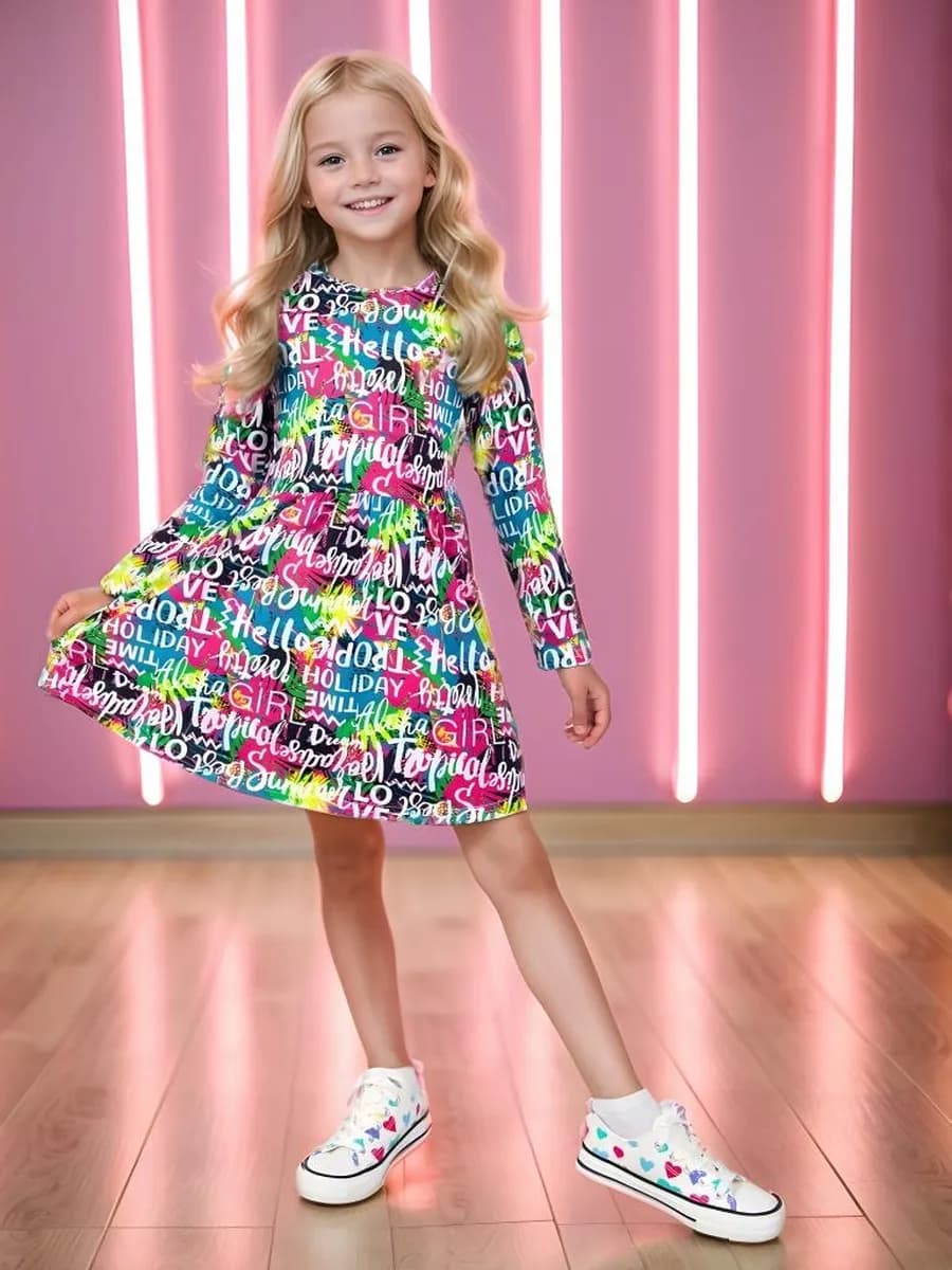 Платье в садик с длинным рукавом