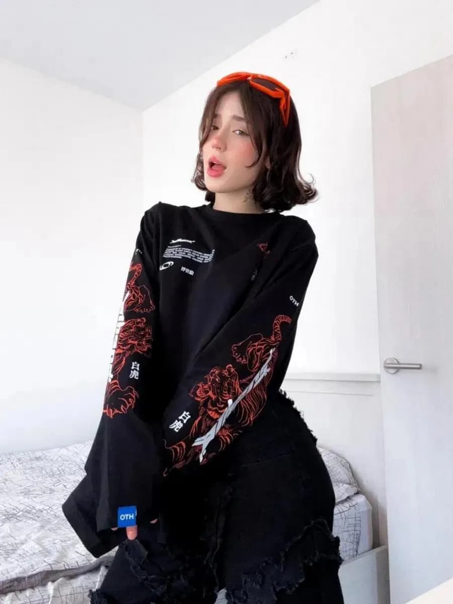 Лонгслив с принтом оверсайз