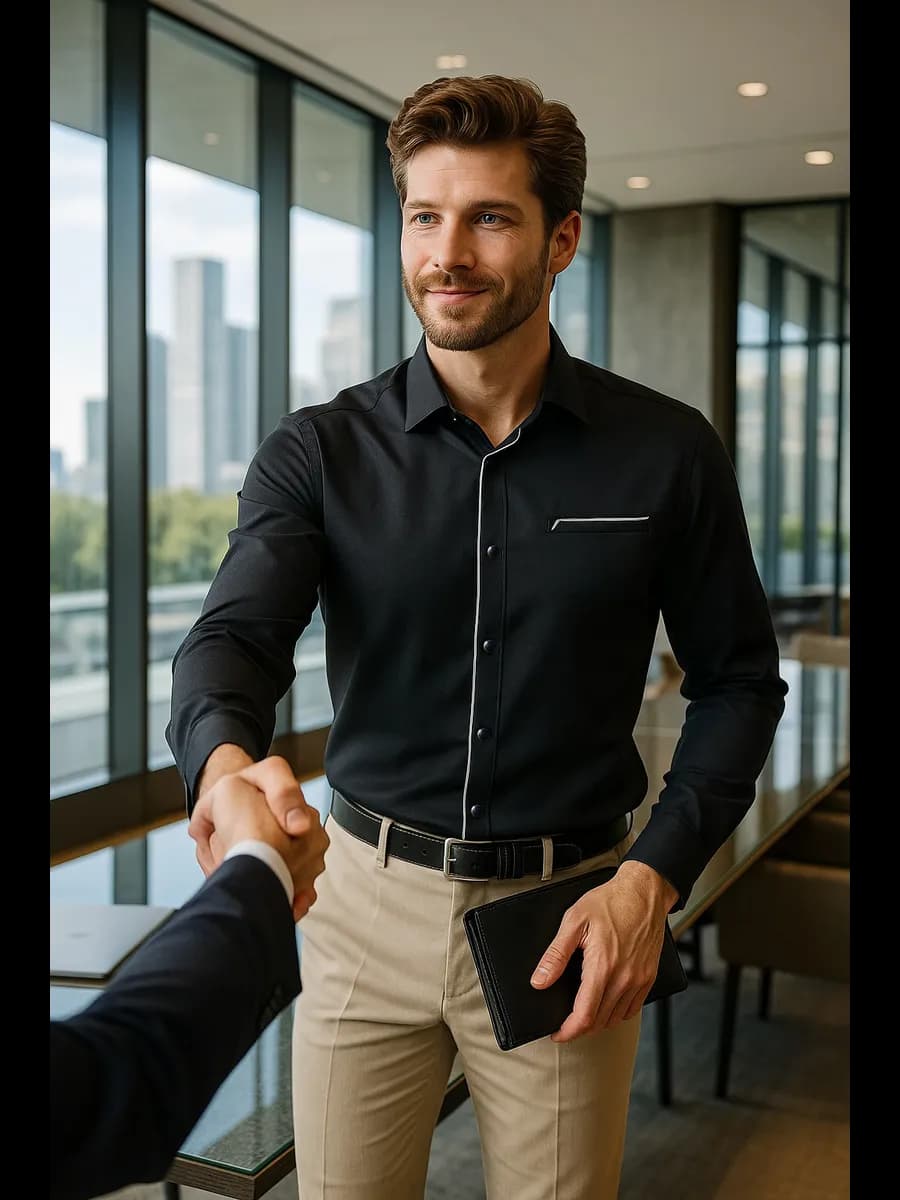 Рубашка приталенная на кнопках Турция