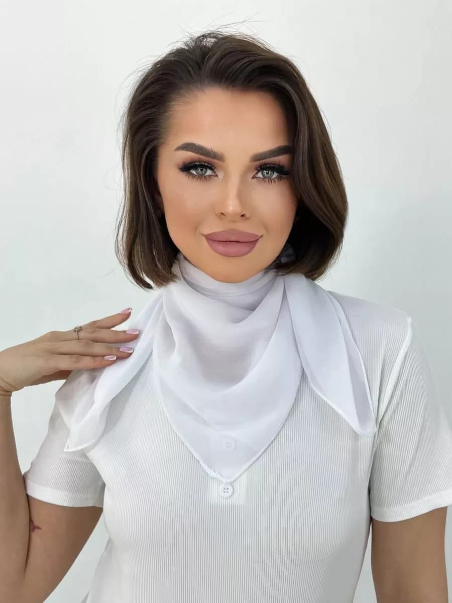 Платок косынка на шею на голову женская Натуральный Шифон