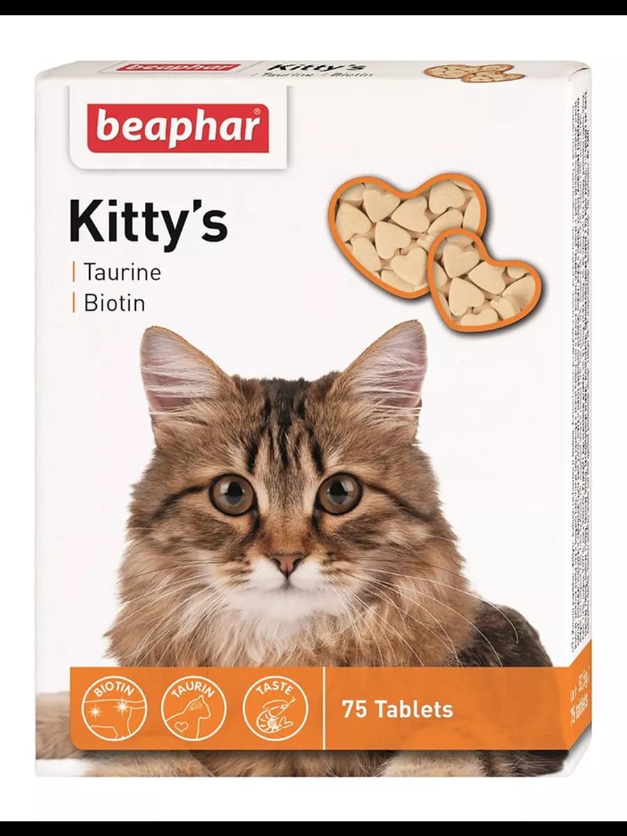 Лакомство «Kitty`s+Taurine-Biotine» для кошек, 75табл
