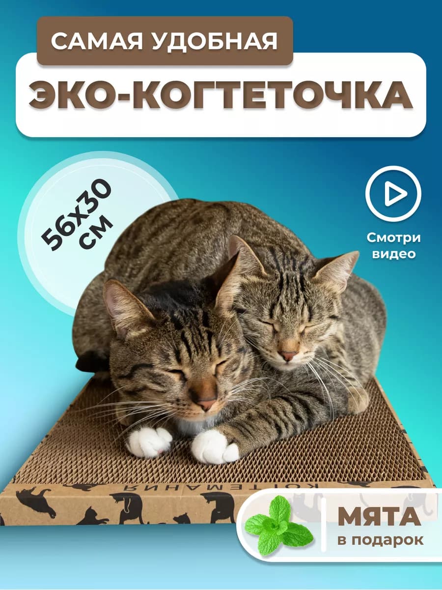Когтеточка для кошки картонная напольная - фото 1