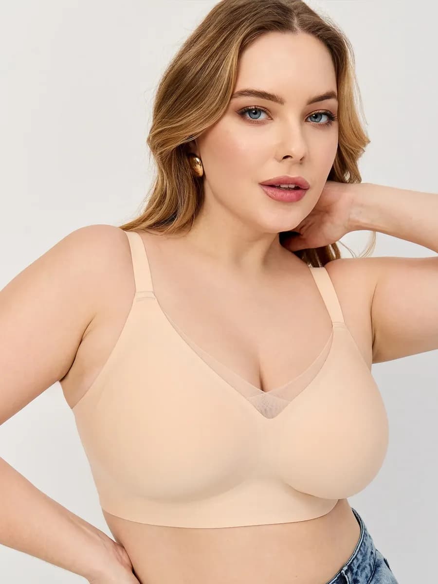 Бесшовный бюстгальтер без косточек больших размеров топ