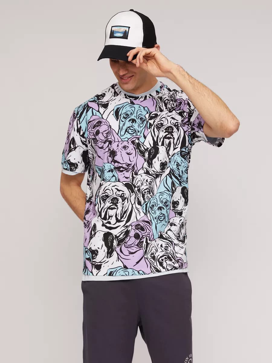 Мужская принтованная футболка из хлопка