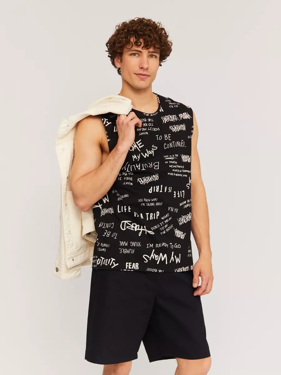 Мужская майка из хлопка с принтом